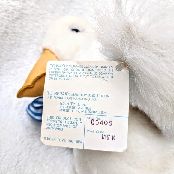 Vintage Eden Toys wind-up musical lullaby duck plush deadstock 1987 - Picture 11 of 12
